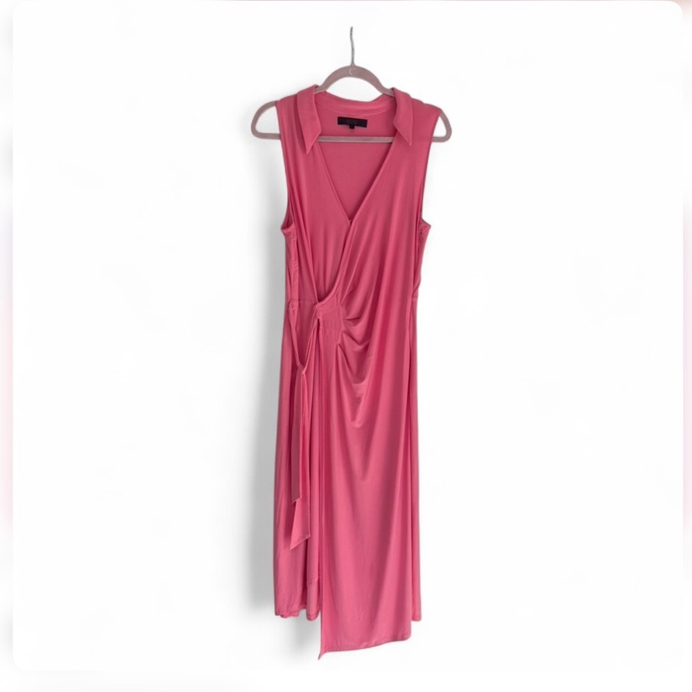 Rachel Roy Sleeveless Pink Draped Wrap Midi Dress
